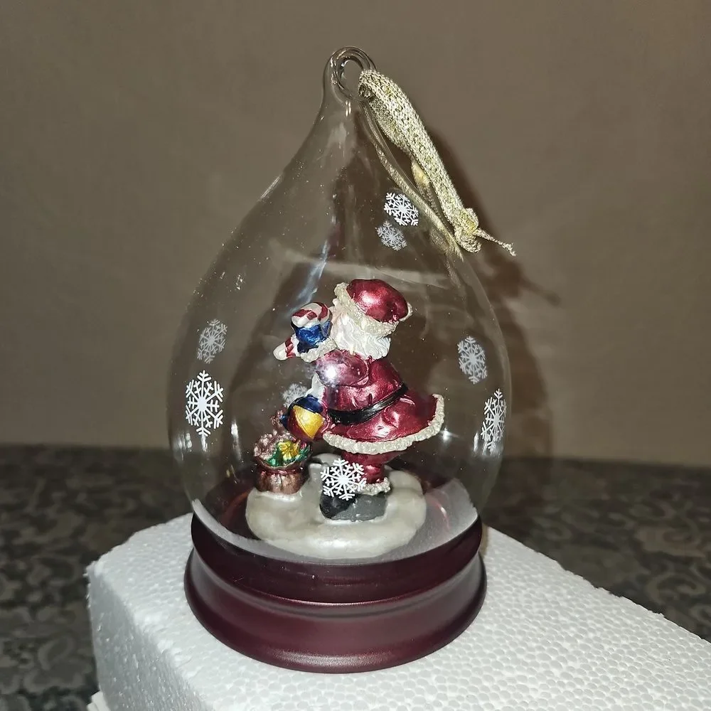 Vintage Sorelle Santa Teardrop Glass Globe Ornament